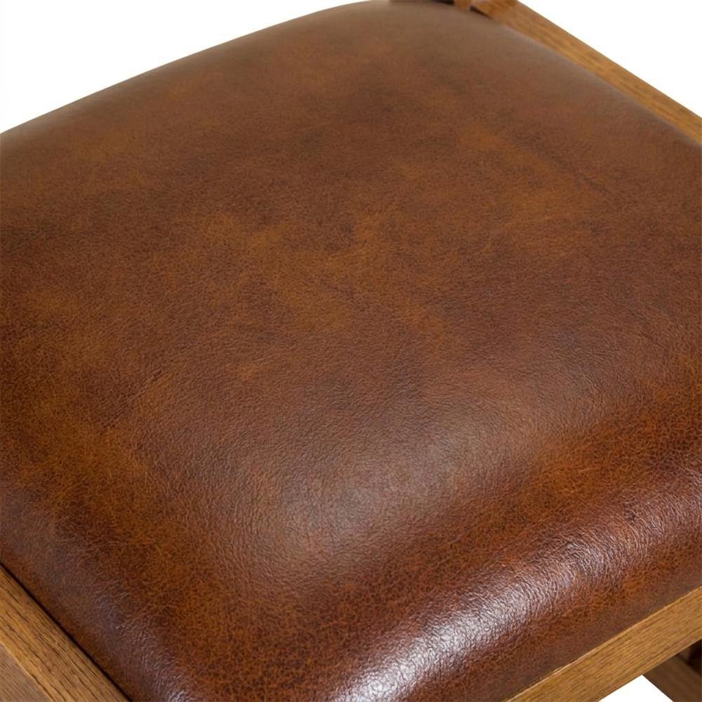 Solid Wood Mission Spindle Bar Stool, Leather Seat, Michael's Cherry