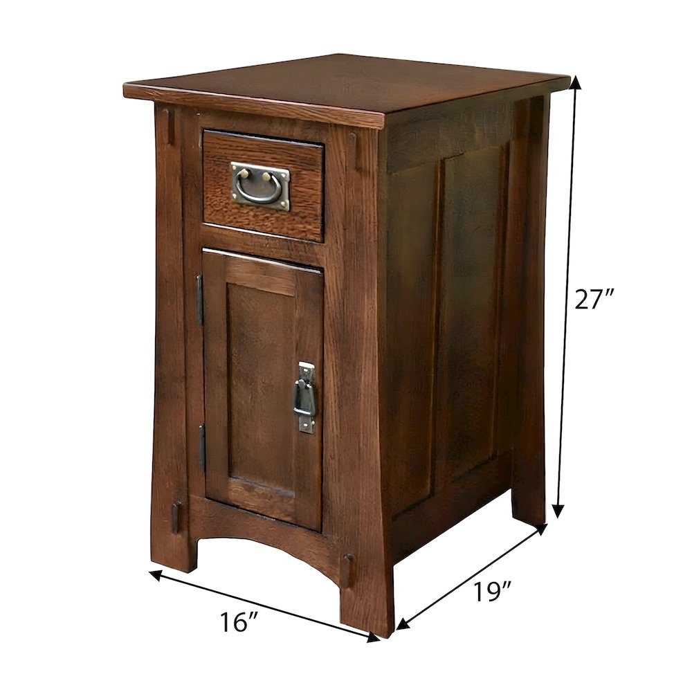 Solid Wood Mission Narrow Nightstand with Tapered Legs, a Bedside Table, Walnut