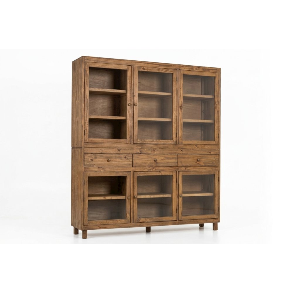 Rustic Modern Solid Pine Wood Sideboard Console Cabinet with Storage - 88"