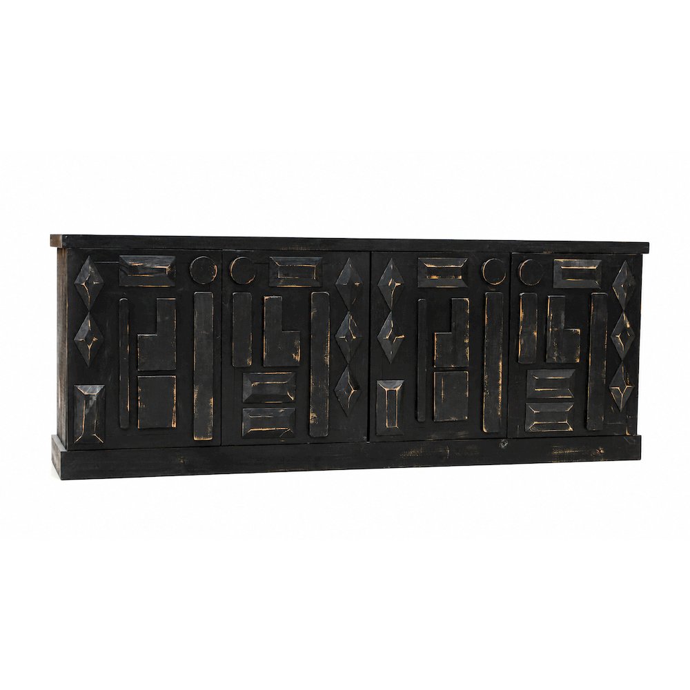 Asbury Asian Inspired Solid Wood 72" Sideboard, Console - Black