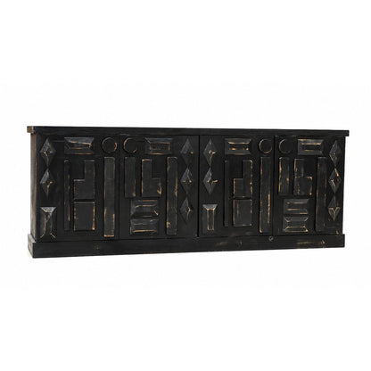Asbury Asian Inspired Solid Wood 72" Sideboard, Console - Black