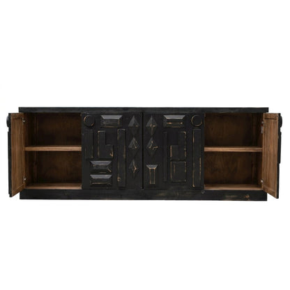 Asbury Asian Inspired Solid Wood 72" Sideboard, Console - Black