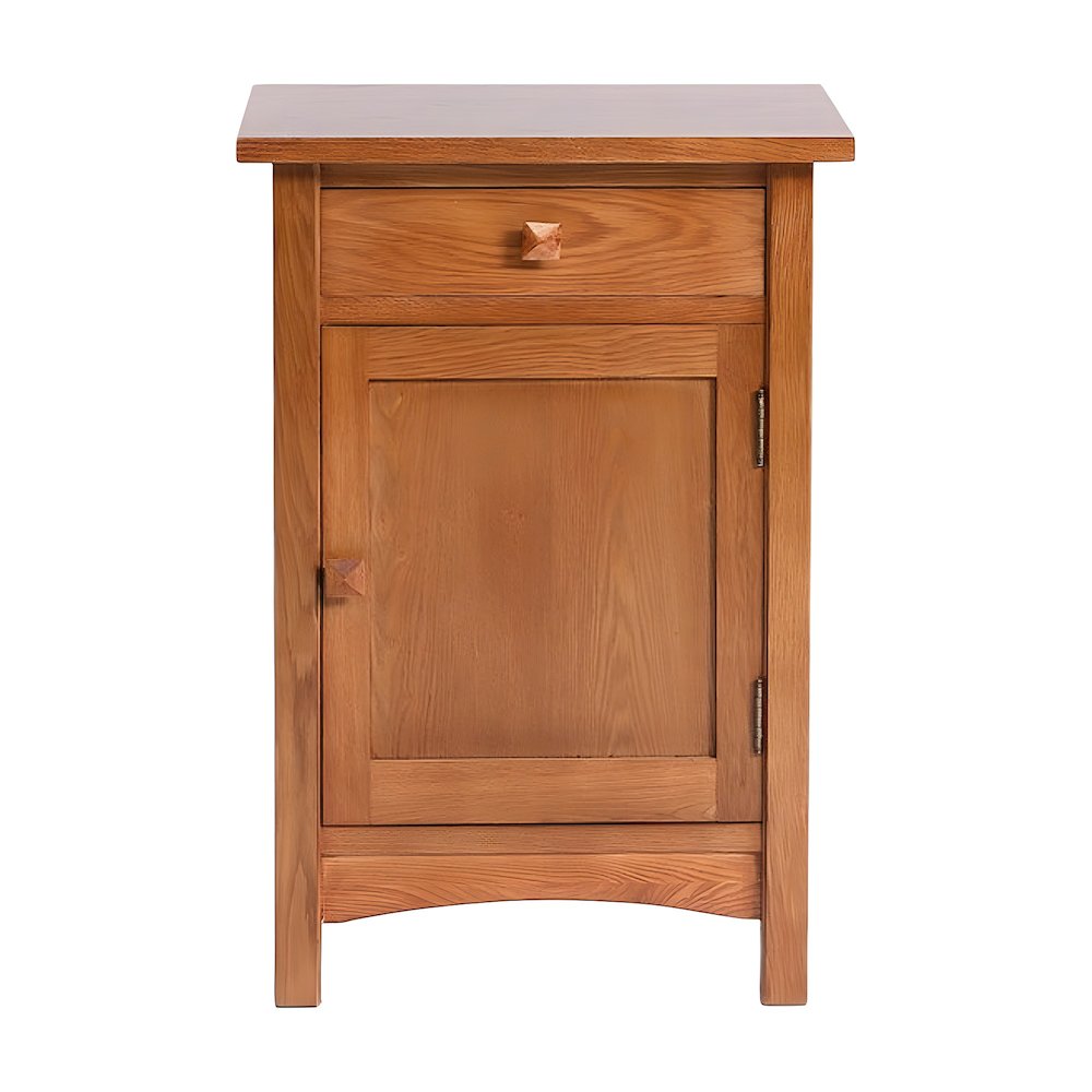 Solid Wood Mission Nightstand with Door and Drawer, Michael's Cherry