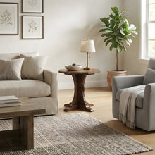 Solid Oak Mission Style End Table with Mouse Detail for Living Room, Walnut