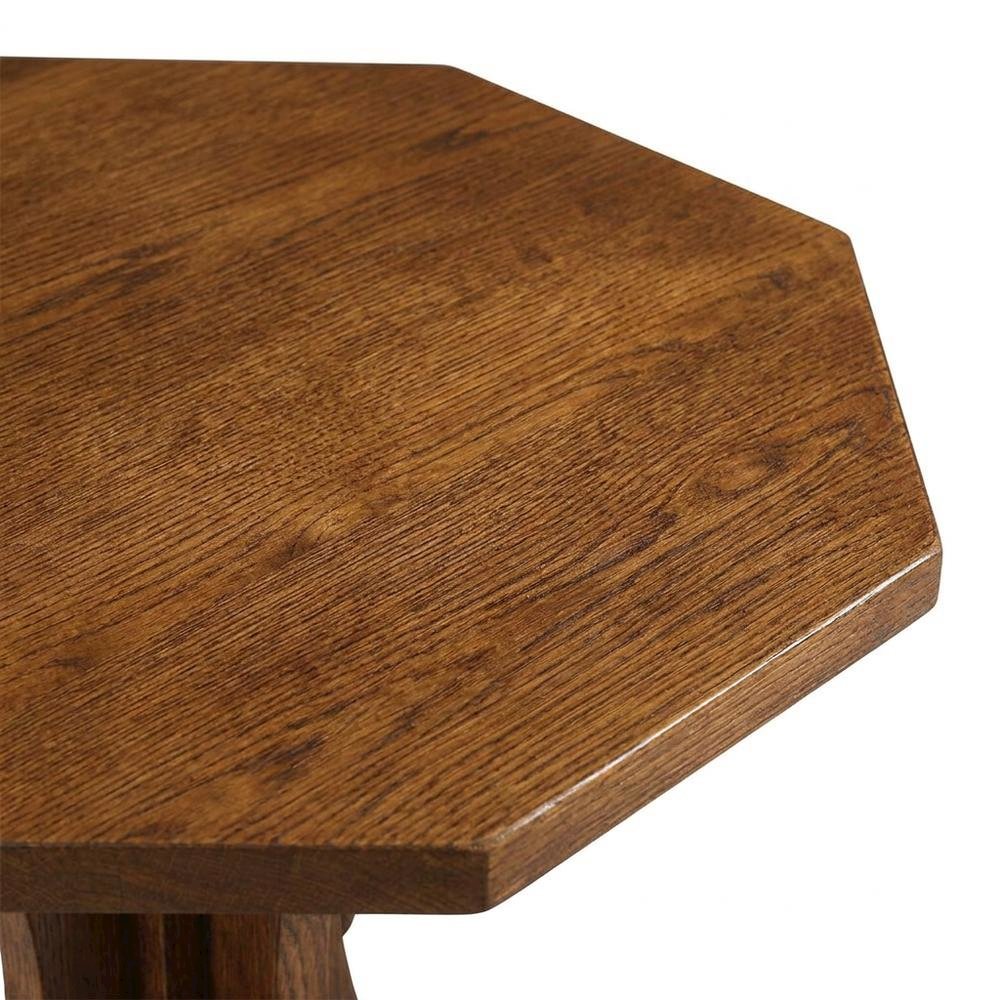 Solid Oak Mission Style End Table with Mouse Detail for Living Room, Walnut