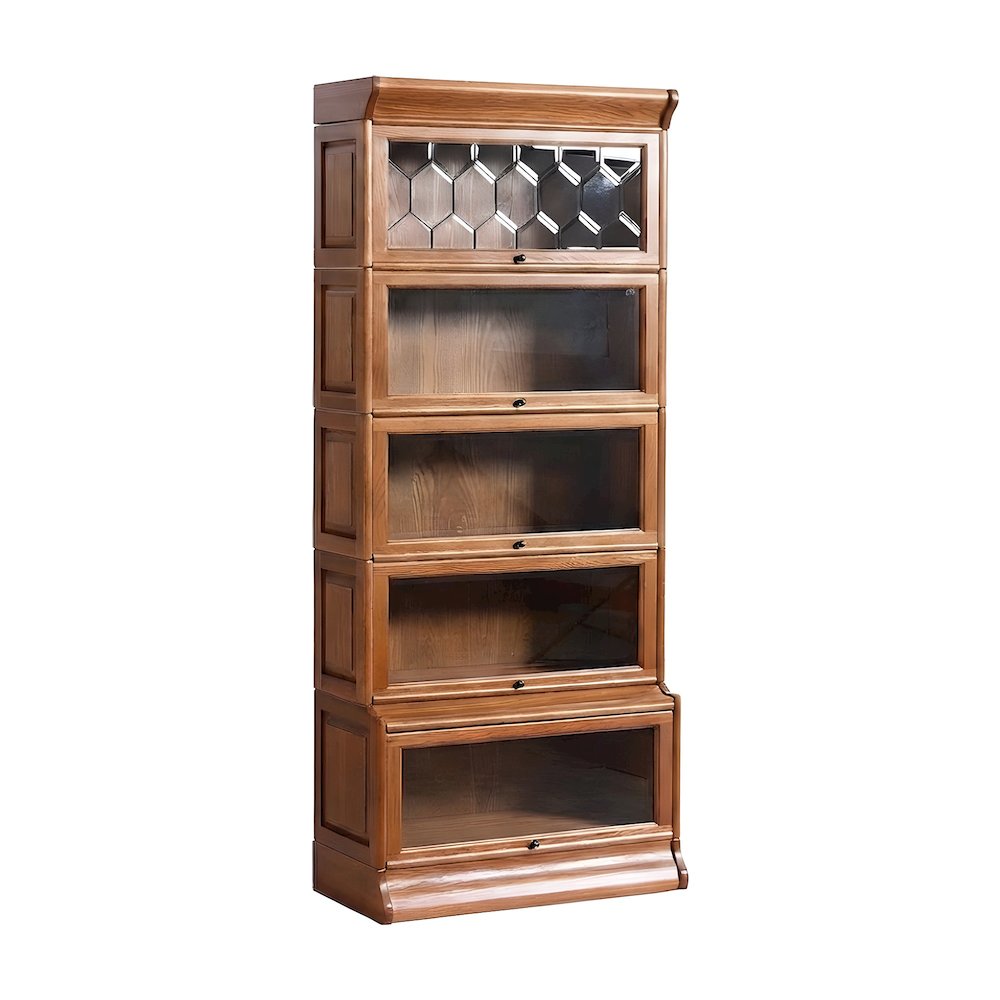 Solid Wood Barrister Bookcase, Leaded Glass Doors, Michael's Cherry