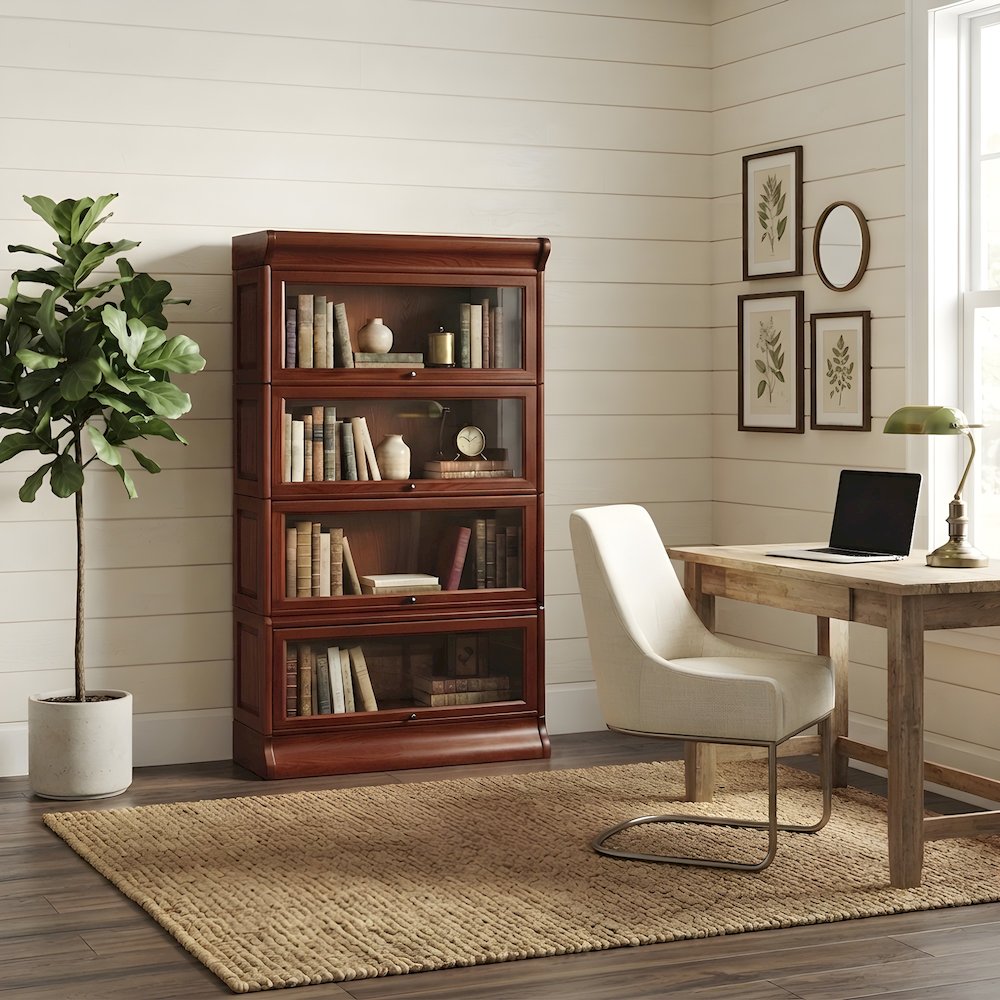 Solid Wood Barrister Bookcase, Beveled Glass Doors, Michael's Cherry
