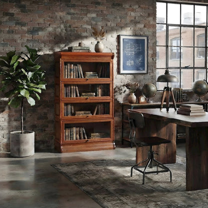 Solid Wood Barrister Bookcase, Beveled Glass Doors, Michael's Cherry