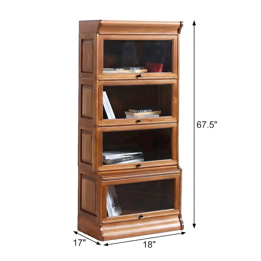 Solid Wood Mission Barrister Bookcase with Glass Doors, Michael's Cherry