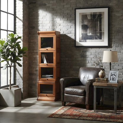 Solid Wood Mission Barrister Bookcase with Glass Doors, Michael's Cherry