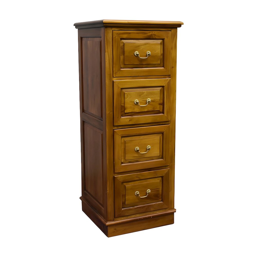 Solid Wood 4-Drawer File Cabinet with Lock for Home Office, Light Brown
