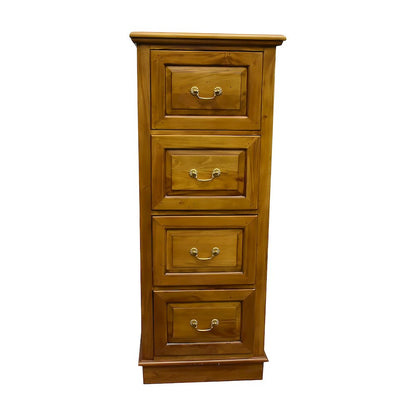 Solid Wood 4-Drawer File Cabinet with Lock for Home Office, Light Brown