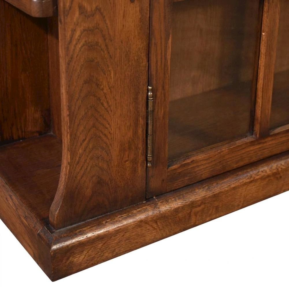 Solid Wood Mission Bookcase with Double Doors and Side Shelves, Walnut