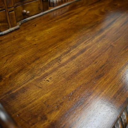 Solid Wood Secretary Desk with Drawers for Home Office, Brown