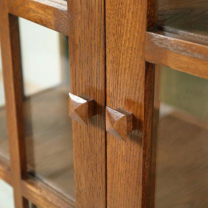 Solid Wood Mission Glass Display China Cabinet and Bookcase, Walnut