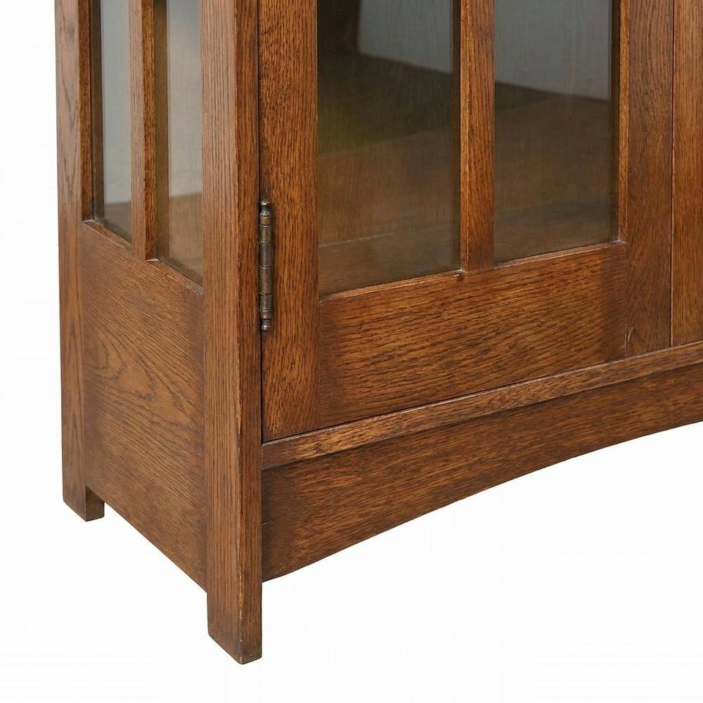 Solid Wood Mission Glass Display China Cabinet and Bookcase, Walnut