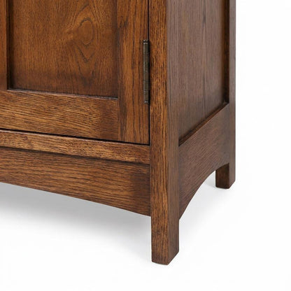 Solid Wood Mission China Cabinet with 4 Glass Doors, Hutch, Walnut