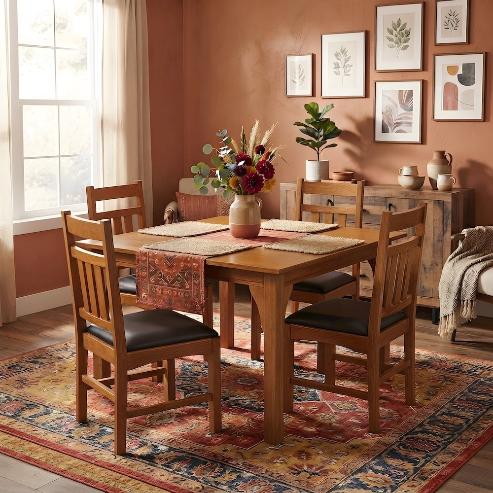 Solid Wood Mission Square Dining Table for Kitchen, Michael's Cherry