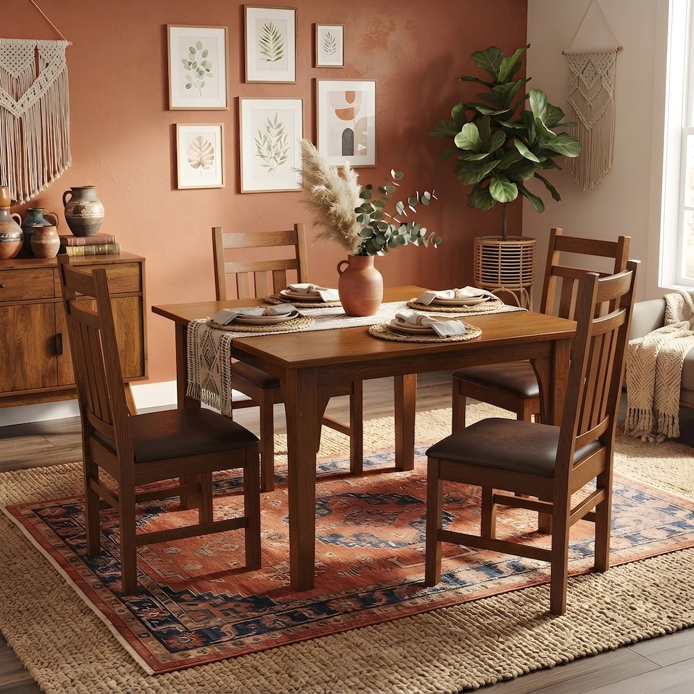 Solid Wood Mission Style Square Dining Table, Small Kitchen, Walnut