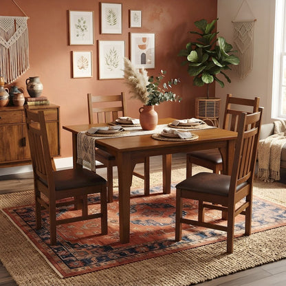 Solid Wood Mission Style Square Dining Table, Small Kitchen, Walnut