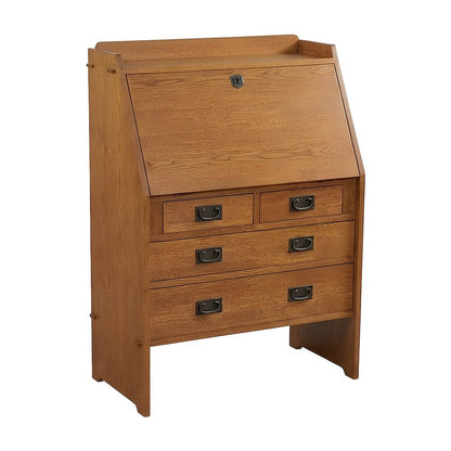Solid Oak Mission Style Small Secretary Writing Desk, Michael's Cherry