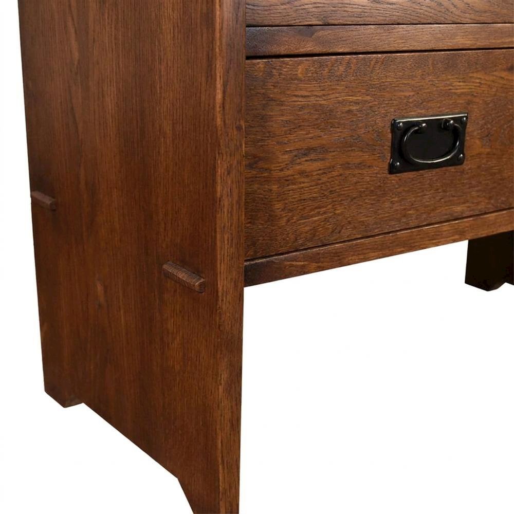 Solid Oak Mission Style Secretary Writing Desk with Storage and Drawers, Walnut