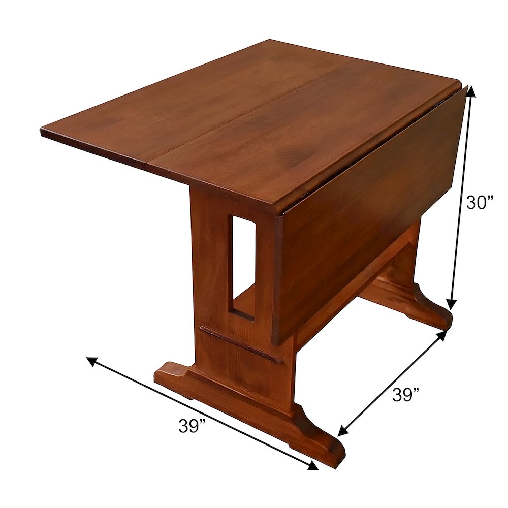 Solid Oak Drop Leaf Mission Dining Table, Michael's Cherry