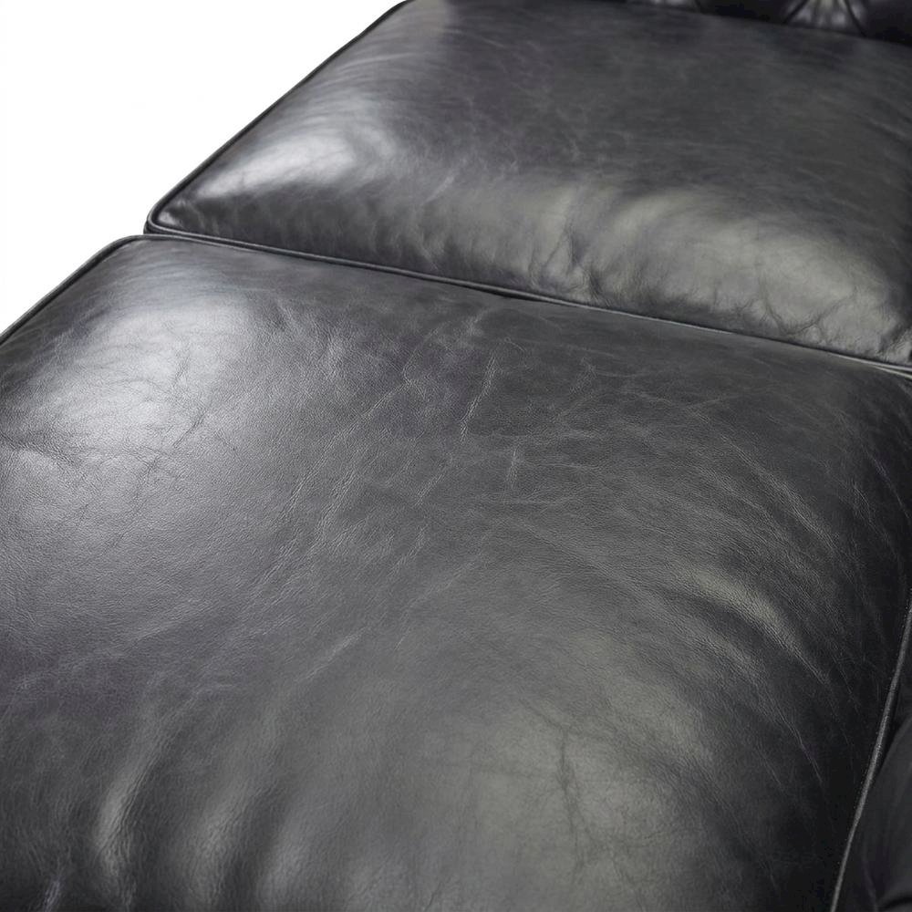 Leather-Upholstered Tufted Chesterfield Sofa with Sturdy Solid Wood Frame, Slate