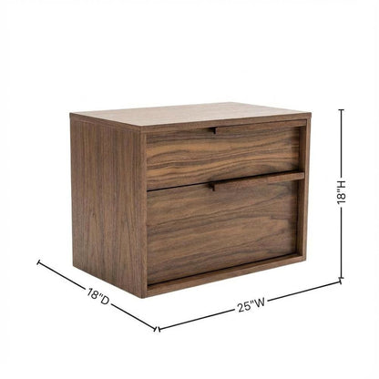 Modern Walnut Nightstand with Bottom Drawer and Storage Space