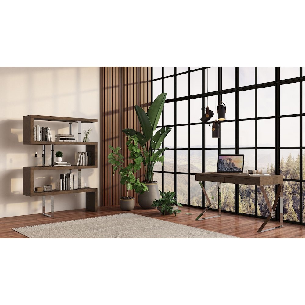 Maze Modern Walnut Bookcase