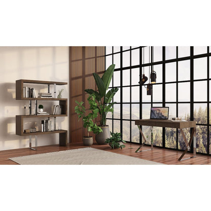 Maze Modern Walnut Bookcase