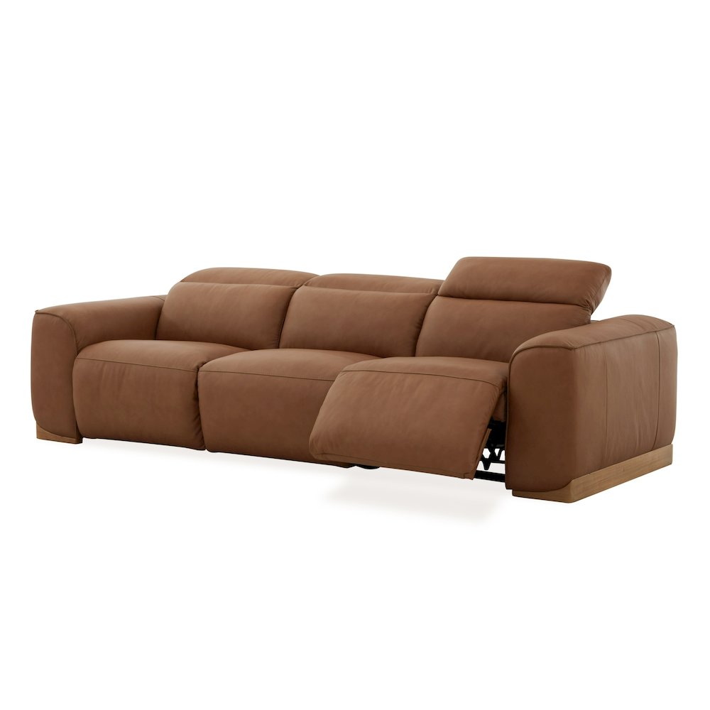 Divani Casa Hagerty - Modern Brown Leather Sofa with 2 Power Recliners