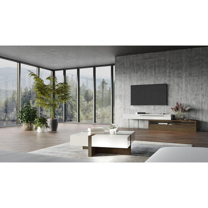 Modrest Makai Modern White & Walnut Square Coffee Table