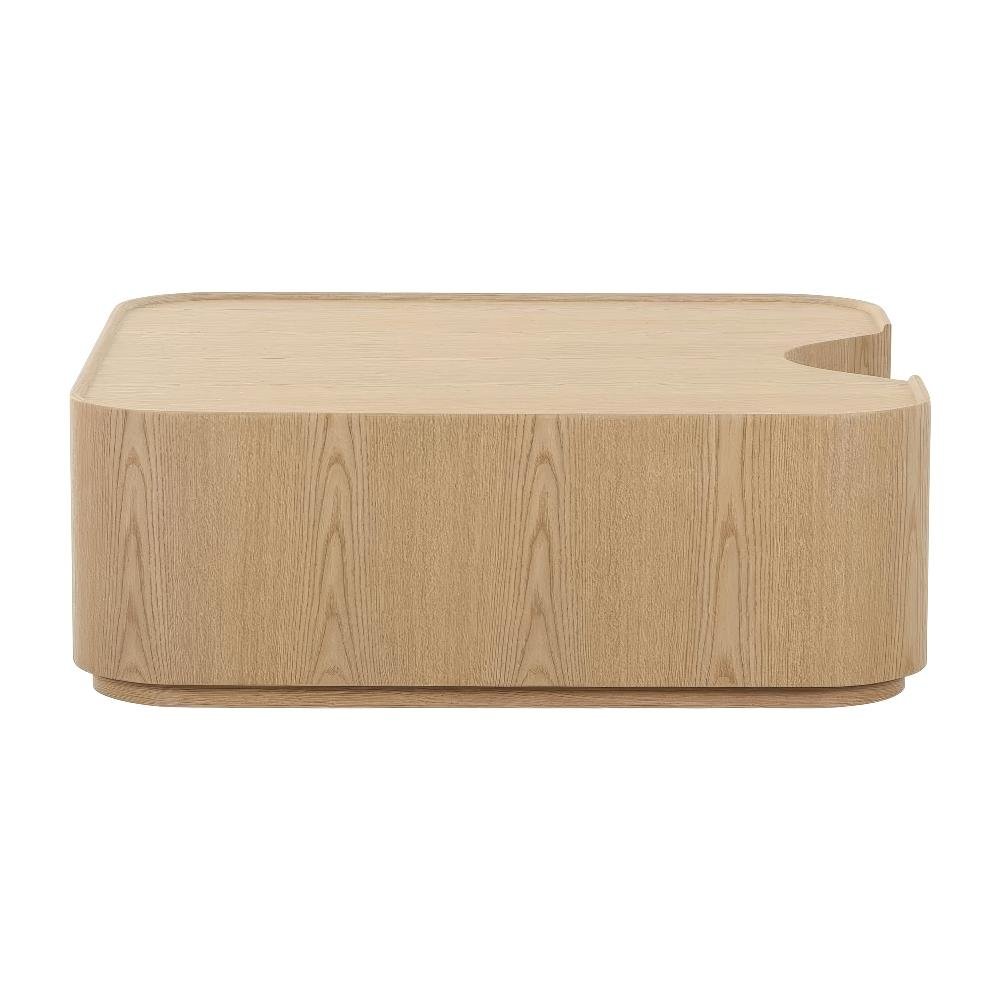Veneer Coffee Table with Solid and Manufactured Wood Top Free Form Design