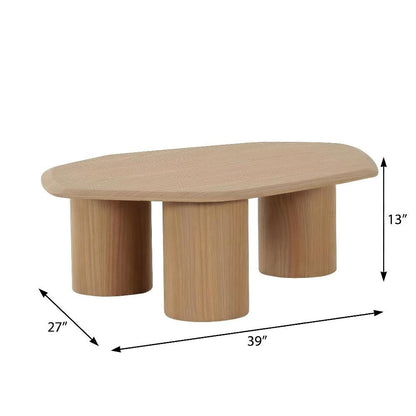 Veneer Coffee Table with Solid and Manufactured Wood Construction Oak Finish