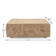 Beige Square Coffee Table with Fiberglass Construction and Modern Design