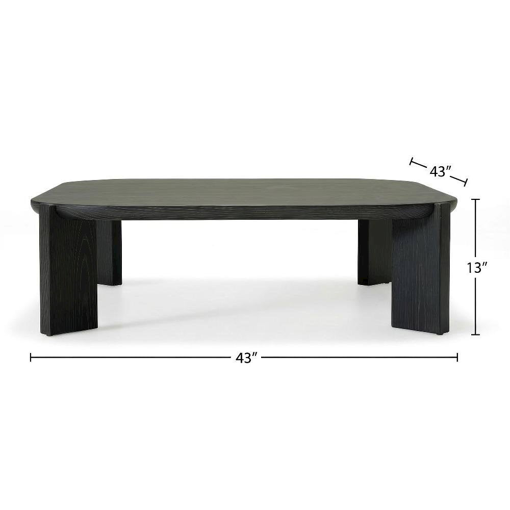 Brown Square Coffee Table with Solid and Manufactured Wood Top Durable Design