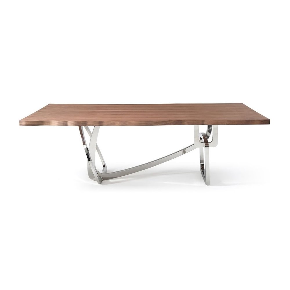 Modrest Addy Modern Walnut & Stainless Steel Dining Table