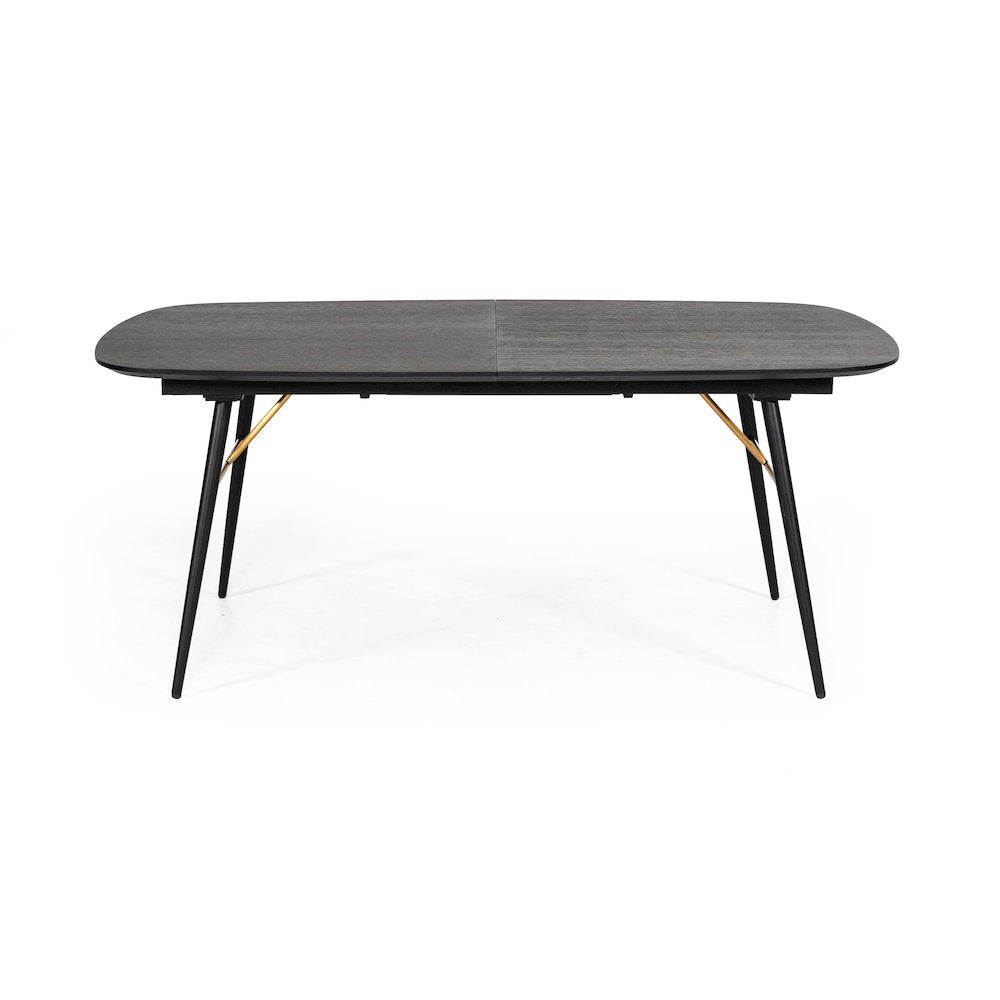 Modrest Billy Modern Black Oak & Gold Extendable Dining Table
