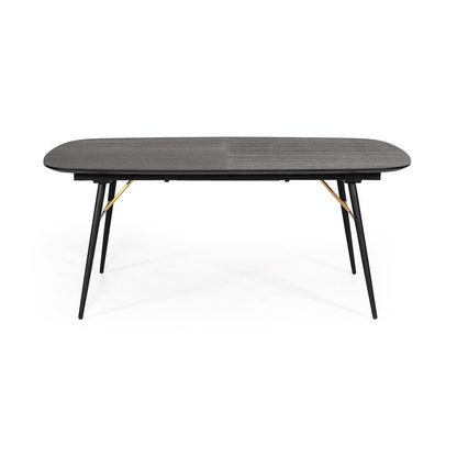 Modrest Billy Modern Black Oak & Gold Extendable Dining Table