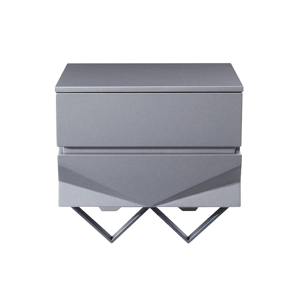 Modrest Duke Modern Grey & Black Gun Chrome Nightstand