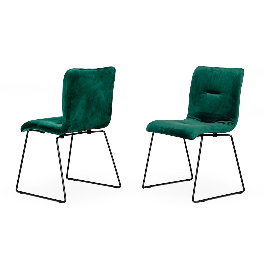 Modrest Yannis - Modern Green Fabric Dining Chair (Set of 2)