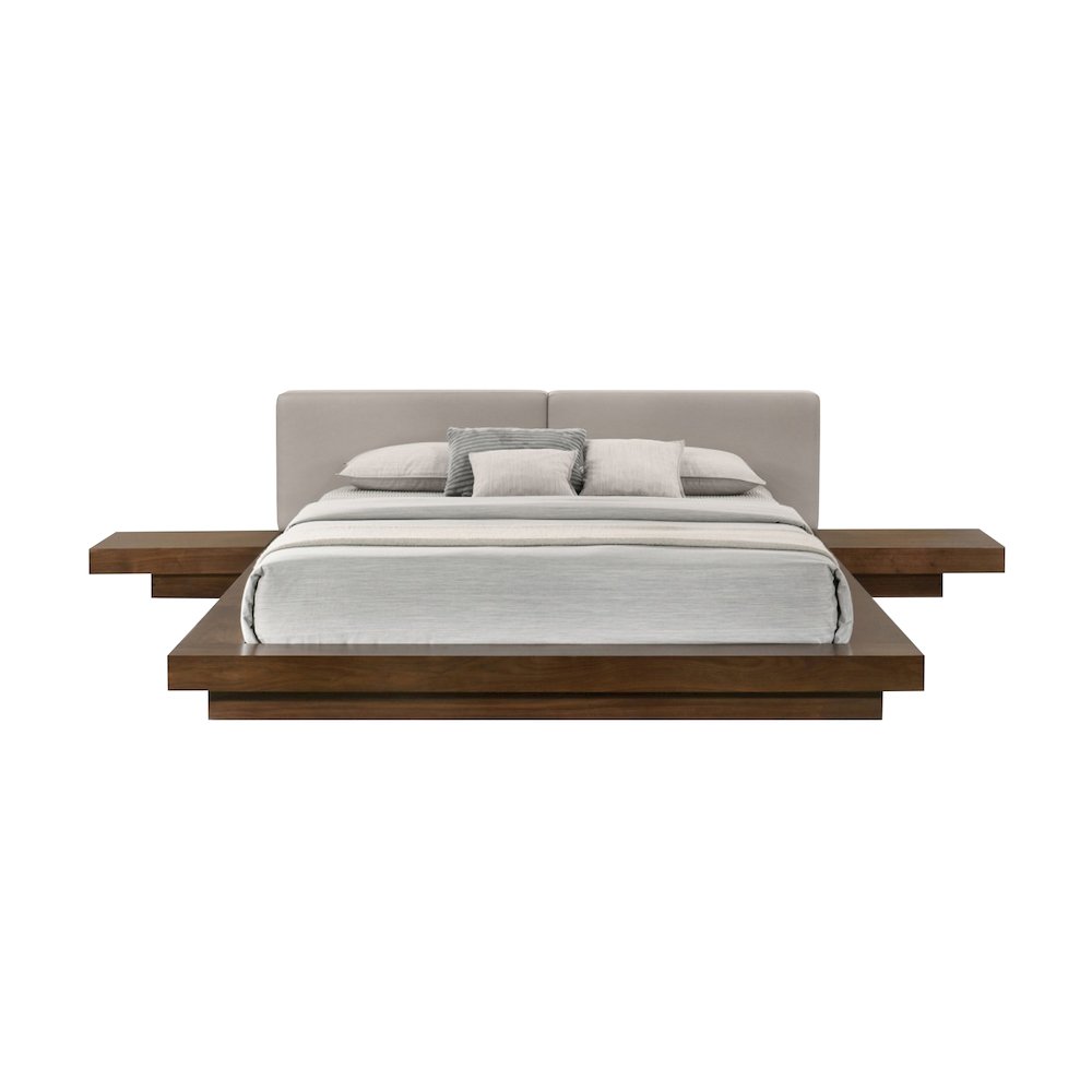 Modrest Tokyo - Eastern King Contemporary Walnut and Grey Platform Bed