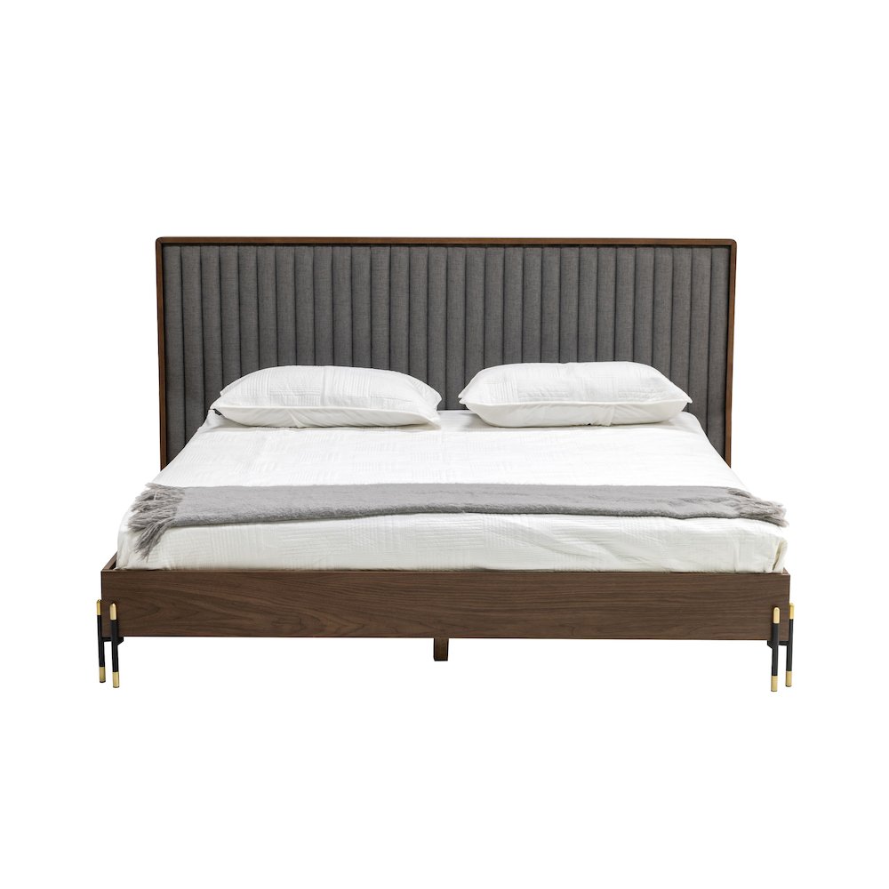 Nova Domus Metcalf - Queen Mid-Century Walnut and Grey Bed