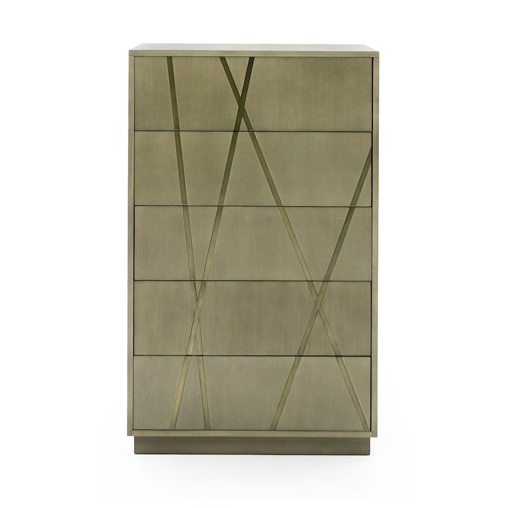 Modrest Nixa - Modern Wide Birch + Brushed Bronze Chest