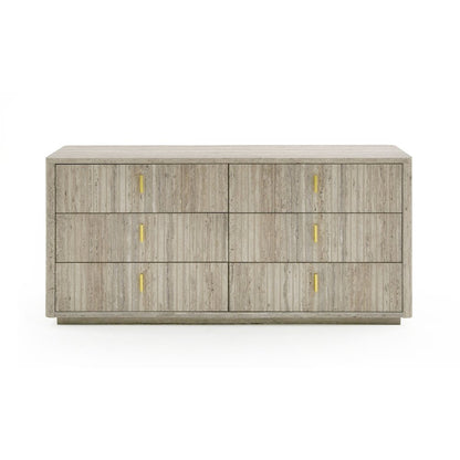 Nova Domus Roma - Modern Faux Travertine + Gold Dresser