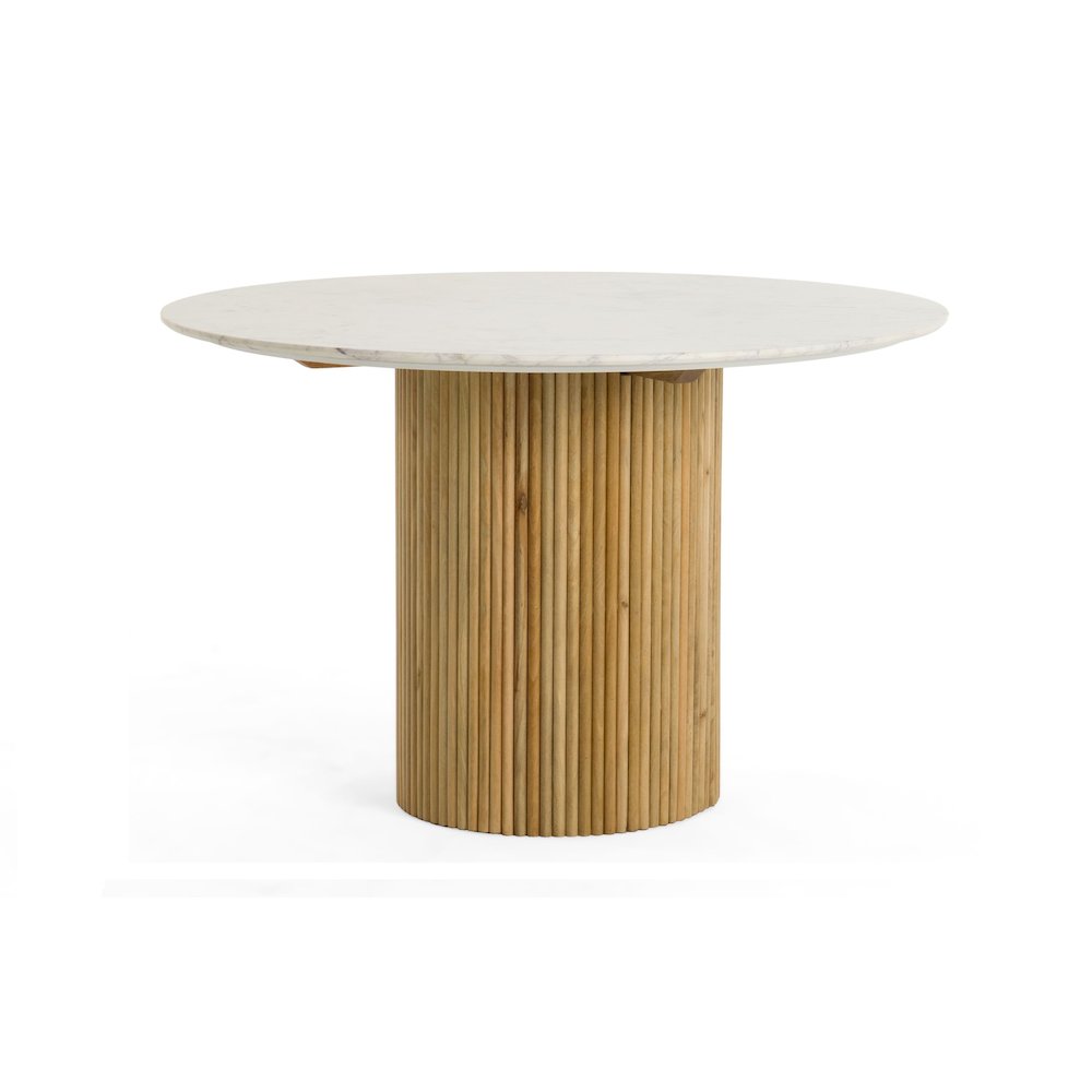 Cambridge White Marble and Mango Round Dining Table