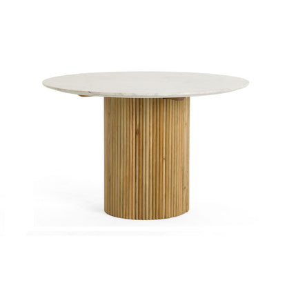 Cambridge White Marble and Mango Round Dining Table