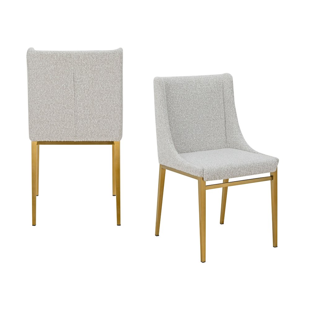 Modrest Mimi  - Modern Light Grey Fabric + Antique Brass Dining Chair (Set of 2)