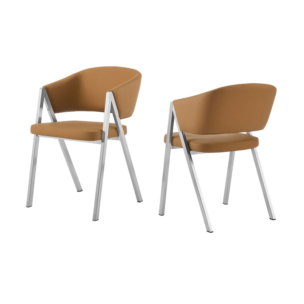 Modrest Marcus - Modern Camel Vegan Leather Dining Chair (Set of 2)